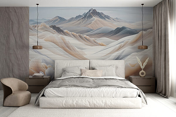 Landscape of mountains and snow Wall murals Landscape of mountains and snow