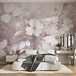 Wall murals Ethereal Whispers in White and Pink