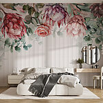 Wall murals Watercolor painting of flowers and leaves