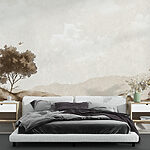 Wall murals Landscape with trees and rocks