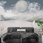 Wall murals Birds flying over a lake
