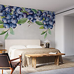 Wall murals Blueberry with green leaves