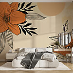 Wall murals Drawing of flowers and leaves