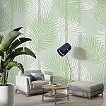 Wall murals Green and white wallpaper