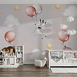 Wall murals Wallpaper with animals and balloons