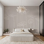 Wall murals White line drawing of flowers