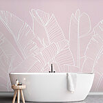 Wall murals Elegant white tropical leaf patterns.