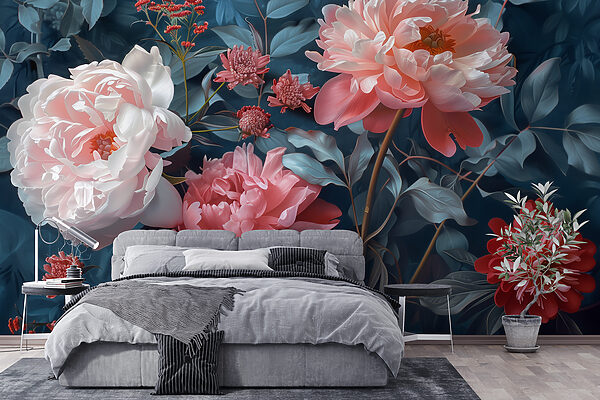 Group of flowers on a plant Wall murals Group of flowers on a plant