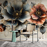 Wall murals Painting of flowers on a white background
