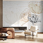 Wall murals Drawing of flowers on a white background
