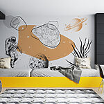 Wall murals An astronaut running in space