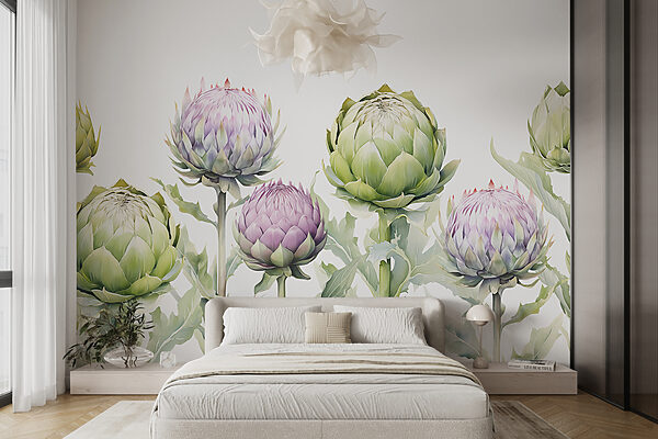 Group of artichokes with leaves Wall murals Group of artichokes with leaves