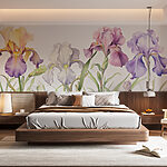 Wall murals Row of colorful flowers