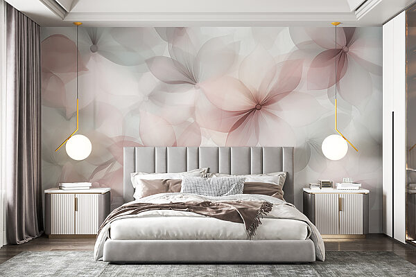 Group of flowers on a white background Wall murals Group of flowers on a white background