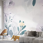 Wall murals White and purple floral design