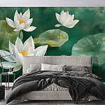 Wall murals White flowers and leaves