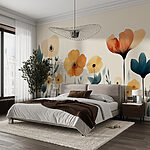 Wall murals Group of flowers with leaves