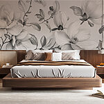 Wall murals Elegant monochrome floral illustration
