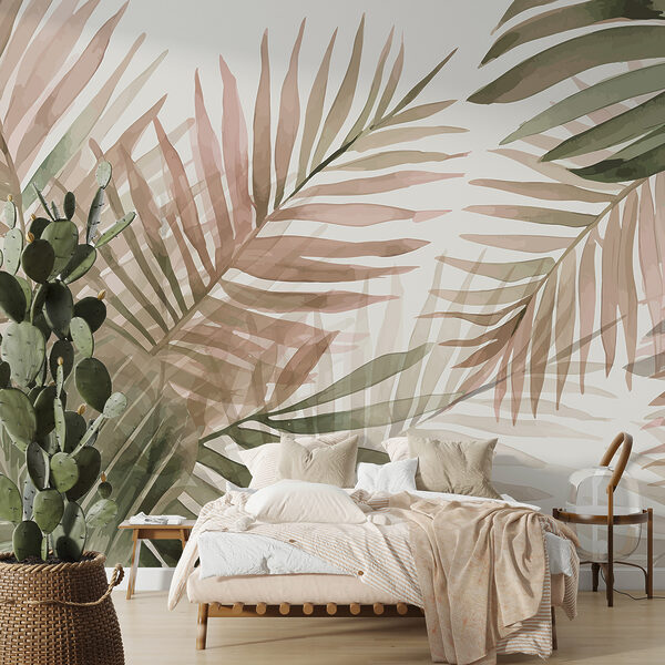 Tropical leaves in soft hues Wall murals Tropical leaves in soft hues