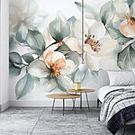 Wall murals Painting of flowers and leaves
