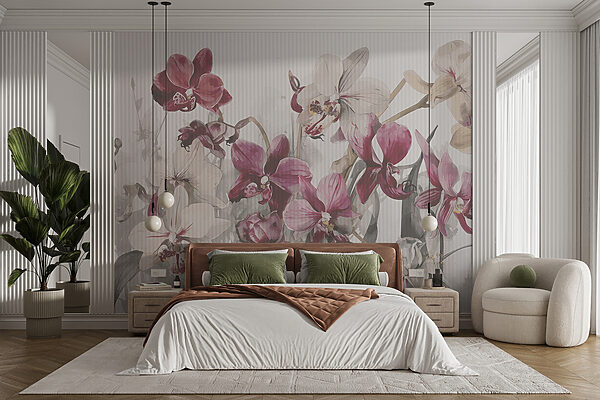 Elegant orchids in soft hues Wall murals Elegant orchids in soft hues