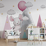 Wall murals Mouse holding a balloon