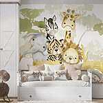 Wall murals Group of animals in a yellow truck