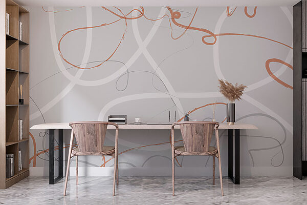 Grey and orange swirls Wall murals Grey and orange swirls