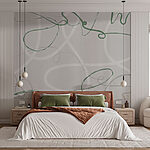 Wall murals Green and grey swirly lines
