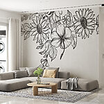Wall murals Drawing of flowers and leaves
