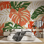 Wall murals Pattern of leaves on a white background
