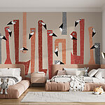 Wall murals Group of birds with different colored shapes