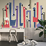 Wall murals Group of birds with different colored shapes