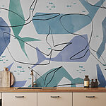 Wall murals Pattern of fish and watercolor