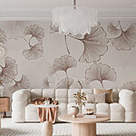 Wall murals Pattern of leaves on a white background