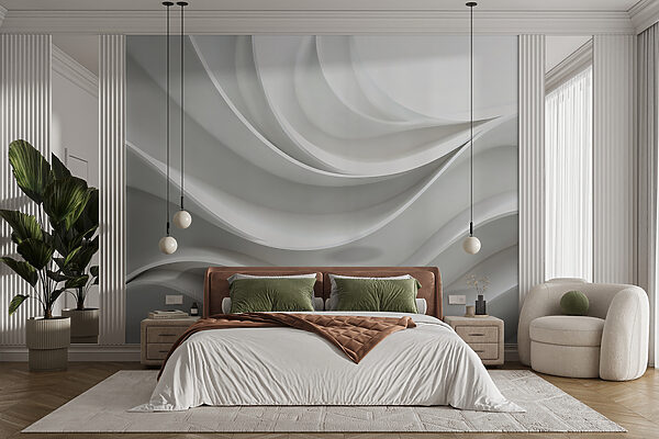 White wall with curved lines Wall murals White wall with curved lines