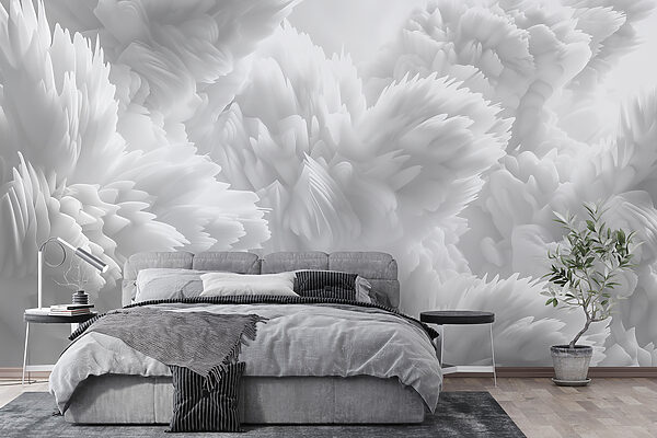 Ethereal white floral abstraction Wall murals Ethereal white floral abstraction