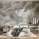 Wall murals White fabric with white balls