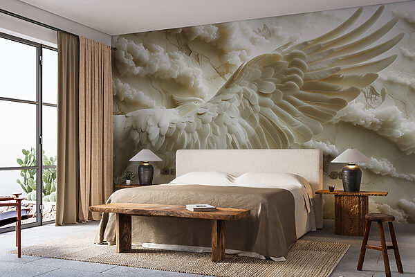 White bird with wings spread out Wall murals White bird with wings spread out