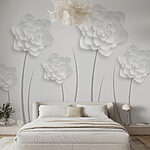 Wall murals White paper flowers on a white background