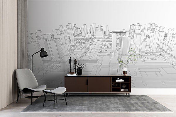 Wall mural Drawing of a city
