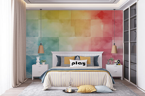 Colorful square tiles Wall murals Colorful square tiles