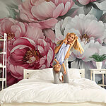 Wall murals Group of flowers with leaves