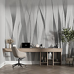 Wall murals Grey and white image of plants