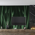 Wall murals Green grass with black background