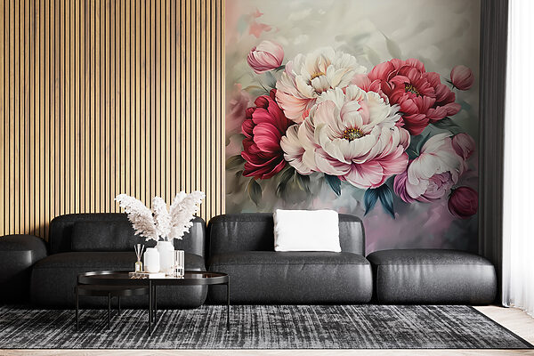 Painting of flowers on a surface Wall murals Painting of flowers on a surface