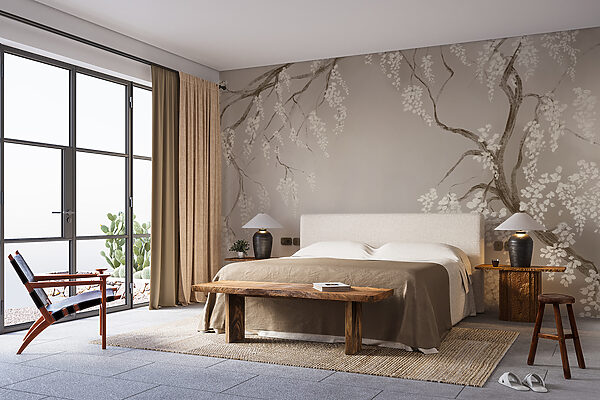 Tree branch with white flowers Wall murals Tree branch with white flowers