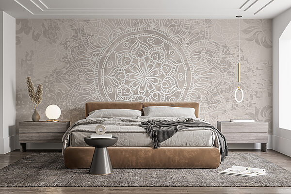 White and gray mandala Wall murals White and gray mandala