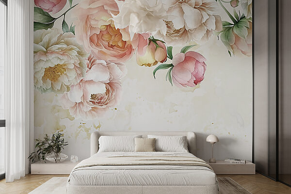 Peonies in Soft Watercolor Tones Wall murals Peonies in Soft Watercolor Tones