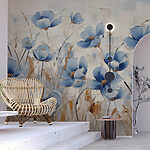 Wall murals Painting of blue flowers